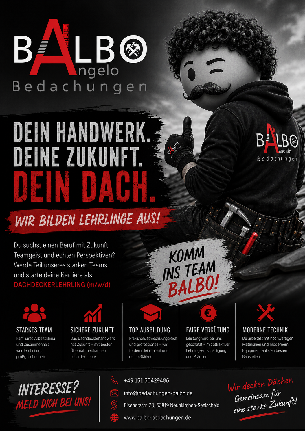 Recruiting-Anzeige für BALBO Bedachungen